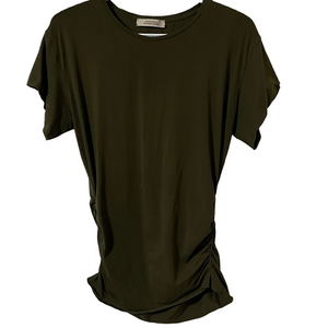 Dorothee Schumacher Olive Green Ruched Short Sleeve Tee Size 3/Medium